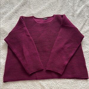 Animale Purple Crew Neck Sweater Ribbed Knit Cozy